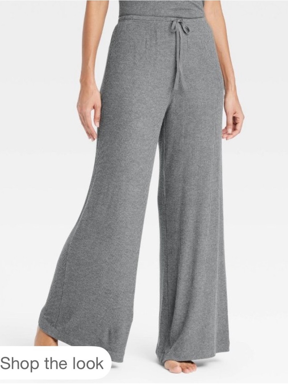 Auden women’s Cozy Ribbed Wide Leg Pants - Gray Size Medium  Relaxed Fit